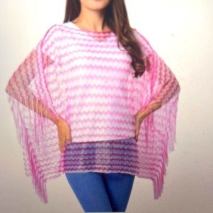 🇺🇸Pink chevron polyester poncho